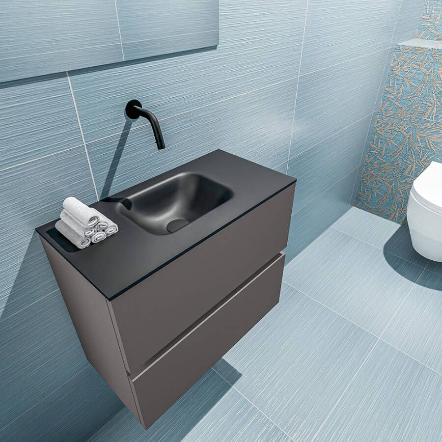 Mondiaz Ada 60cm toiletmeubel dark grey met wastafel urban midden zonder kraangat