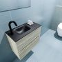 Mondiaz ADA Toiletmeubel 60x30x50cm met 1 kraangaten 2 lades light brown grey mat Wastafel Lex links Solid Surface Zwart FK75342383 - Thumbnail 3