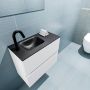 Mondiaz ADA Toiletmeubel 60x30x50cm met 1 kraangaten 2 lades talc mat Wastafel Lex links Solid Surface Zwart FK75342064 - Thumbnail 3