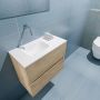 Mondiaz ADA Toiletmeubel 60x30x50cm 0 kraangaten 2 lades washed oak mat wasbak links Solid surface Wit FK75341978 - Thumbnail 3