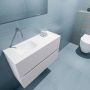 Mondiaz ADA Toiletmeubel 80x30x50cm met 0 kraangaten 2 lades cale mat Wastafel Lex links Solid Surface Wit FK75341955 - Thumbnail 3