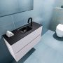 Mondiaz ADA Toiletmeubel 80x30x50cm met 1 kraangaten 2 lades cale mat Wastafel Lex midden Solid Surface Zwart FK75342300 - Thumbnail 3