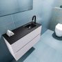 Mondiaz ADA Toiletmeubel 80x30x50cm met 1 kraangaten 2 lades cale mat Wastafel Lex rechts Solid Surface Zwart FK75342304 - Thumbnail 3