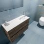 Mondiaz ADA Toiletmeubel 80x30x50cm met 1 kraangaten 2 lades dark brown mat Wastafel Lex rechts Solid Surface Wit FK75342014 - Thumbnail 3