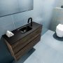 Mondiaz ADA Toiletmeubel 80x30x50cm met 1 kraangaten 2 lades dark brown mat Wastafel Lex midden Solid Surface Zwart FK75342358 - Thumbnail 3