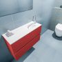 Mondiaz ADA Toiletmeubel 80x30x50cm met 1 kraangaten 2 lades fire mat Wastafel Lex rechts Solid Surface Wit FK75341898 - Thumbnail 3