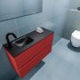 Mondiaz ADA Toiletmeubel 80x30x50cm met 1 kraangaten 2 lades fire mat Wastafel Lex links Solid Surface Zwart FK75342244 - Thumbnail 3