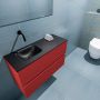 Mondiaz ADA Toiletmeubel 80x30x50cm met 0 kraangaten 2 lades fire mat Wastafel Lex links Solid Surface Zwart FK75342245 - Thumbnail 3