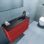 Mondiaz ADA Toiletmeubel 80x30x50cm met 1 kraangaten 2 lades fire mat Wastafel Lex rechts Solid Surface Zwart FK75342246 - Thumbnail 3