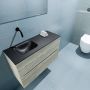 Mondiaz ADA Toiletmeubel 80x30x50cm met 0 kraangaten 2 lades light brown grey mat Wastafel Lex links Solid Surface Zwart FK75342390 - Thumbnail 3