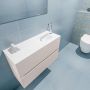 Mondiaz ADA Toiletmeubel 80x30x50cm 1 kraangat 2 lades linen mat wasbak rechts Solid surface Wit FK75341927 - Thumbnail 3