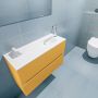 Mondiaz ADA Toiletmeubel 80x30x50cm met 1 kraangaten 2 lades ocher mat Wastafel Lex rechts Solid Surface Wit FK75341869 - Thumbnail 3