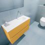 Mondiaz ADA Toiletmeubel 80x30x50cm met 0 kraangaten 2 lades ocher mat Wastafel Lex rechts Solid Surface Wit FK75341870 - Thumbnail 3