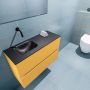 Mondiaz ADA Toiletmeubel 80x30x50cm met 0 kraangaten 2 lades ocher mat Wastafel Lex links Solid Surface Zwart FK75342216 - Thumbnail 3