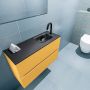 Mondiaz ADA Toiletmeubel 80x30x50cm met 1 kraangaten 2 lades ocher mat Wastafel Lex rechts Solid Surface Zwart FK75342217 - Thumbnail 3