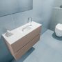 Mondiaz ADA Toiletmeubel 80x30x50cm met 1 kraangaten 2 lades smoke mat Wastafel Lex midden Solid Surface Wit FK75341807 - Thumbnail 3