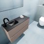 Mondiaz ADA Toiletmeubel 80x30x50cm met 1 kraangaten 2 lades smoke mat Wastafel Lex links Solid Surface Zwart FK75342157 - Thumbnail 3