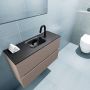 Mondiaz ADA Toiletmeubel 80x30x50cm met 1 kraangaten 2 lades smoke mat Wastafel Lex midden Solid Surface Zwart FK75342155 - Thumbnail 3