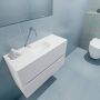 Mondiaz ADA Toiletmeubel 80x30x50cm 0 kraangaten 2 lades talc mat wasbak midden Solid surface Wit FK75341721 - Thumbnail 3