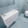 Mondiaz ADA Toiletmeubel 80x30x50cm 1 kraangat 2 lades talc mat wasbak rechts Solid surface Wit FK75341724 - Thumbnail 3