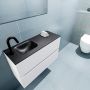 Mondiaz ADA Toiletmeubel 80x30x50cm met 1 kraangaten 2 lades talc mat Wastafel Lex links Solid Surface Zwart FK75342070 - Thumbnail 3