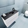 Mondiaz ADA Toiletmeubel 80x30x50cm met 1 kraangaten 2 lades talc mat Wastafel Lex midden Solid Surface Zwart FK75342068 - Thumbnail 3