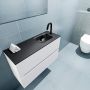 Mondiaz ADA Toiletmeubel 80x30x50cm met 1 kraangaten 2 lades talc mat Wastafel Lex rechts Solid Surface Zwart FK75342072 - Thumbnail 3