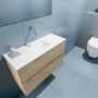 Mondiaz ADA Toiletmeubel 80x30x50cm met 0 kraangaten 2 lades washed oak mat Wastafel Lex midden Solid Surface Wit FK75341982 - Thumbnail 3