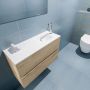 Mondiaz ADA Toiletmeubel 80x30x50cm 1 kraangat 2 lades washed oak mat wasbak rechts Solid surface Wit FK75341985 - Thumbnail 3
