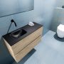 Mondiaz ADA Toiletmeubel 80x30x50cm met 0 kraangaten 2 lades washed oak mat Wastafel Lex links Solid Surface Zwart FK75342332 - Thumbnail 3