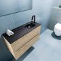 Mondiaz ADA Toiletmeubel 80x30x50cm met 1 kraangaten 2 lades washed oak mat Wastafel Lex rechts Solid Surface Zwart FK75342333 - Thumbnail 3