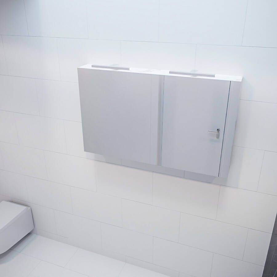 Mondiaz Spiegelkast Vico Cube | 120x70 cm | 2 Deuren | Zonder verlichting | Marmerlook