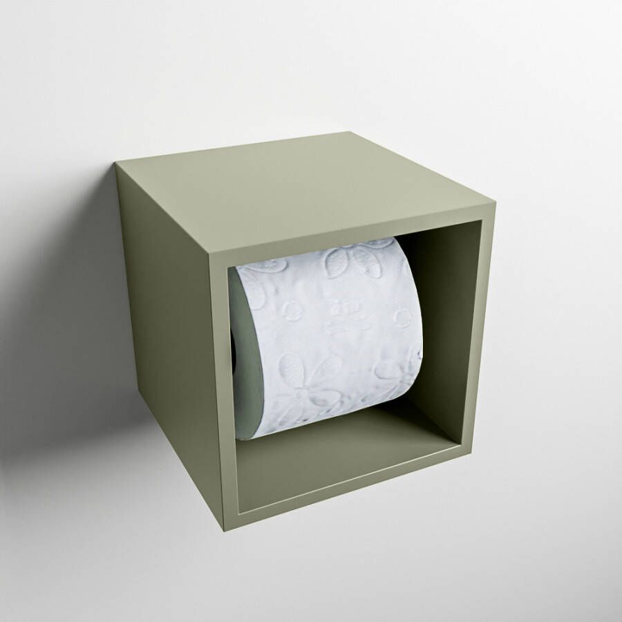 Mondiaz Easy Cube toilet rolhouder 16x16cm army