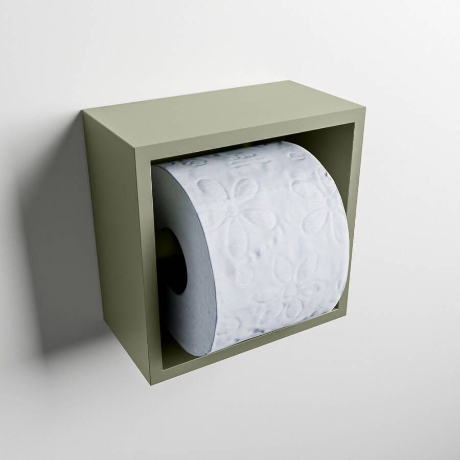 Mondiaz Easy Cube toilet rolhouder 16x8.6cm army