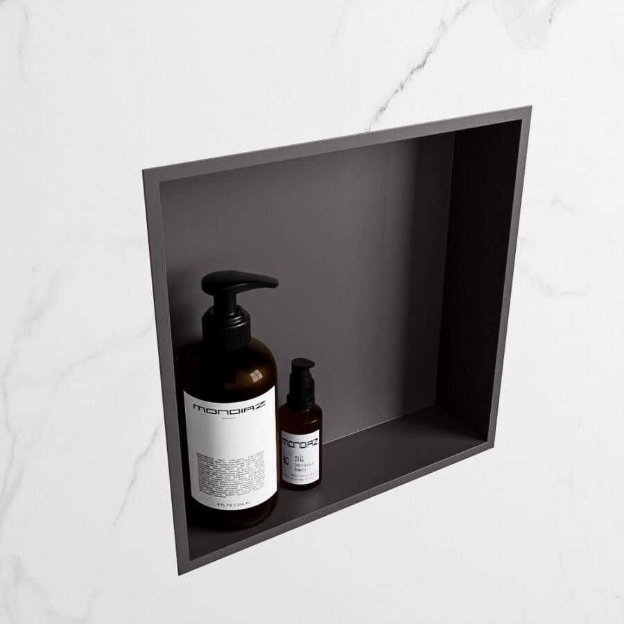 Mondiaz EASY Nis 29 5x29 5cm in solid surface kleur DarkGrey | DarkGrey. 1 vak geschikt voor in- of opbouw - Foto 2