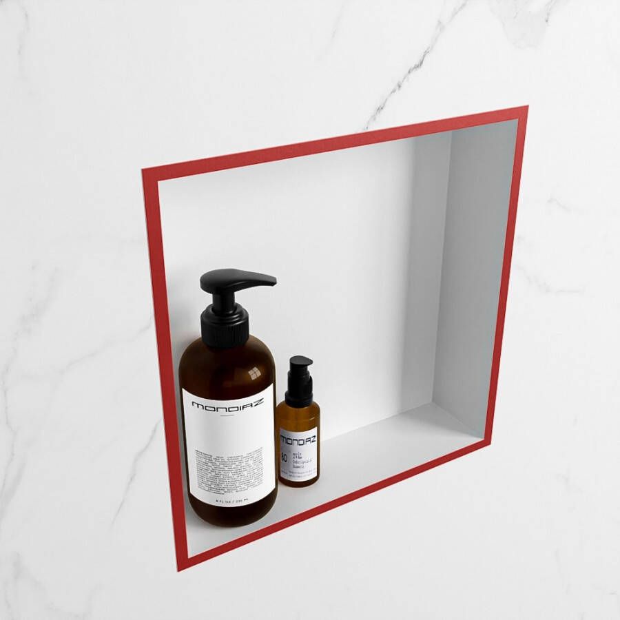 Mondiaz Easy nis 29.5x29.5x8cm voor Inbouw opbouw 1 open vak Solid surface Talc Fire M80011Fire Talc