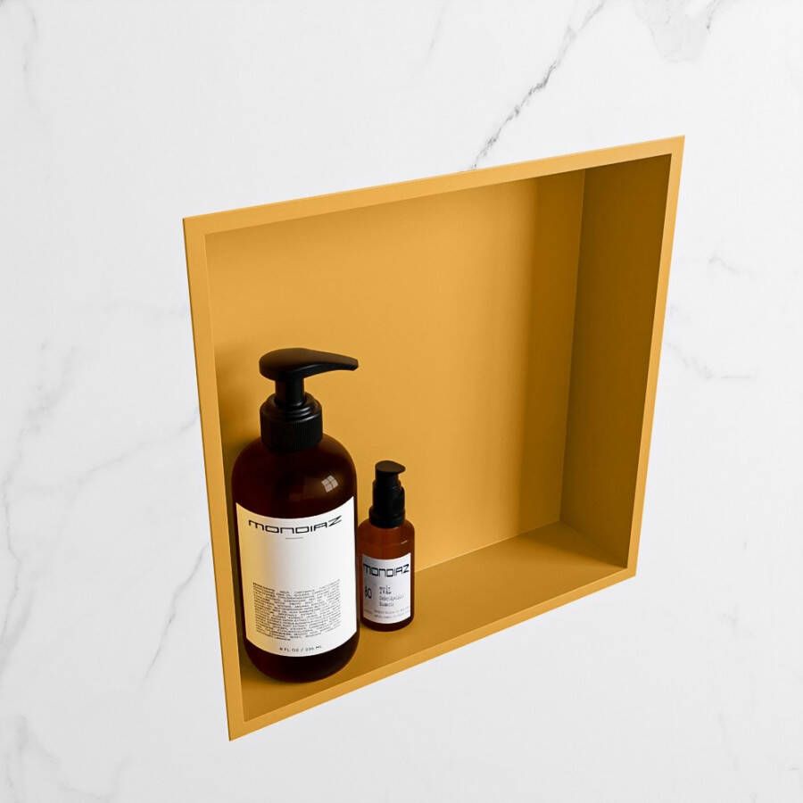 Mondiaz EASY Nis 29 5x29 5cm in solid surface kleur Ocher | Ocher. 1 vak geschikt voor in- of opbouw - Foto 2