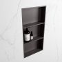 Mondiaz Easy nis 29.5x59.5x8cm voor Inbouw opbouw 3 open vakken Solid surface DarkGrey DarkGrey M80035DarkGrey DarkGrey - Thumbnail 2