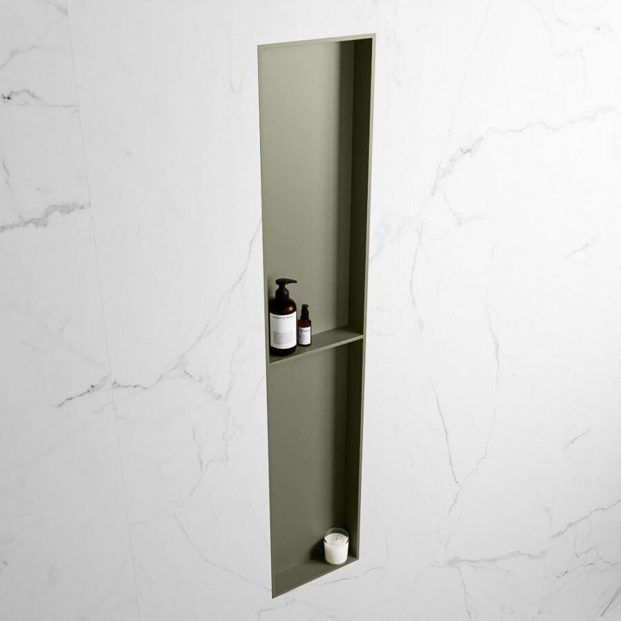 Mondiaz Easy nis 29.5x89.5x8cm voor Inbouw opbouw 2 open vakken Solid surface Army Army M80038Army Army