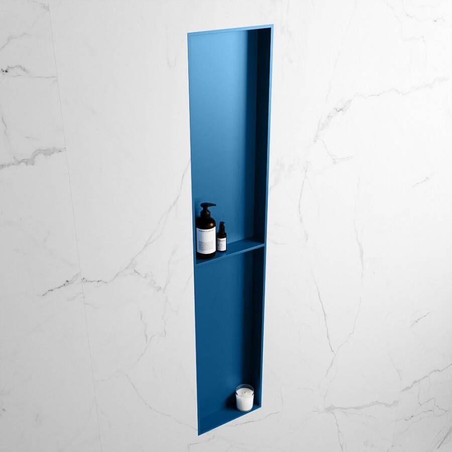 Mondiaz Easy nis 29.5x89.5x8cm voor Inbouw opbouw 2 open vakken Solid surface Jeans Jeans M80038Jeans Jeans