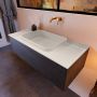 Mondiaz ERIN 100cm badmeubelset onderkast kleur Dark brown met 1 lade Wastafel RIDGE midden zonder kraangaten kleur Linen ERIN12825 - Thumbnail 2