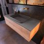 Mondiaz ERIN 100cm badmeubelset onderkast kleur Washed oak met 1 lade Wastafel RIDGE midden zonder kraangaten kleur Dark grey ERIN12179 - Thumbnail 2