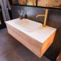 Mondiaz ERIN 100cm badmeubelset onderkast kleur Washed oak met 1 lade Wastafel RIDGE midden 1 kraangat kleur Talc ERIN10684 - Thumbnail 2