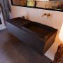 Mondiaz Badkamermeubelset Erin 120 cm met 1 Lade met RIDGE Wastafel Rechts Urban Zonder Kraangaten Greeploos Mat Antracite - Thumbnail 2