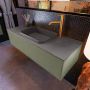 Mondiaz Badkamermeubelset Erin 120 cm met 1 Lade met RIDGE Wastafel Midden Dark grey met 1 kraangat Greeploos Mat Army - Thumbnail 2