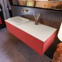 Mondiaz ERIN 120cm badmeubelset onderkast kleur Fire met 1 lade Wastafel RIDGE links zonder kraangaten kleur Linen ERIN12590 - Thumbnail 2