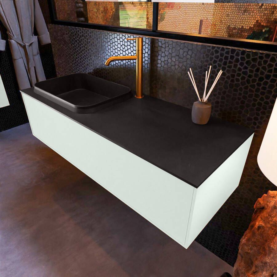 Mondiaz ERIN 120cm badmeubelset onderkast kleur Greey met 1 lade Wastafel RIDGE links 1 kraangat kleur Urban ERIN10859 - Foto 2