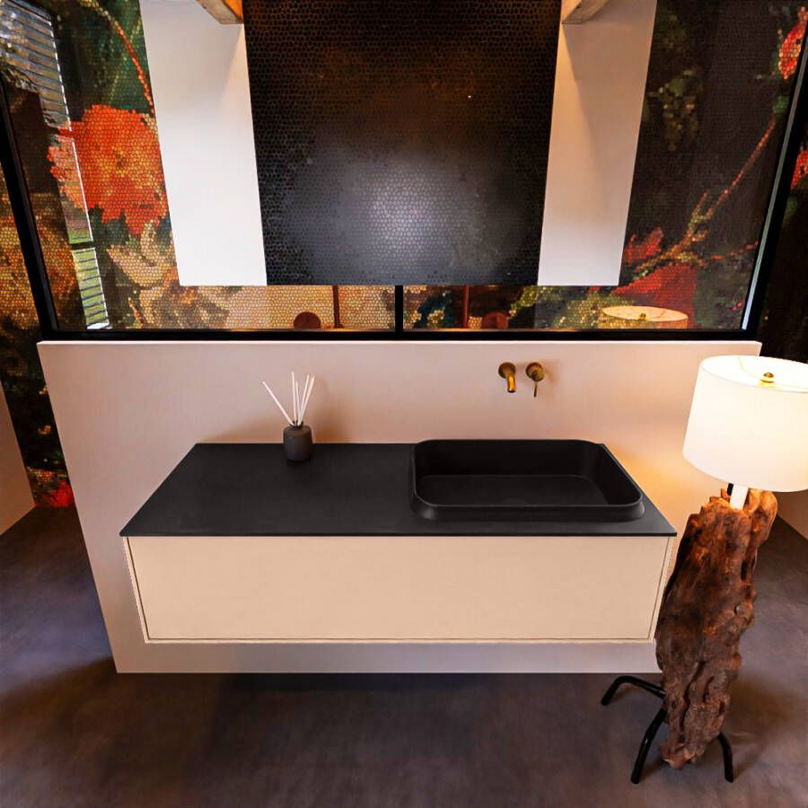 Mondiaz ERIN 120cm badmeubelset onderkast kleur Rosee met 1 lade Wastafel RIDGE rechts zonder kraangaten kleur Urban ERIN11231 - Foto 2