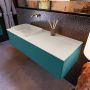 Mondiaz ERIN 120cm badmeubelset onderkast kleur Smag met 1 lade Wastafel RIDGE links zonder kraangaten kleur Linen ERIN12692 - Thumbnail 2