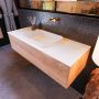 Mondiaz ERIN 120cm badmeubelset onderkast kleur Washed oak met 1 lade Wastafel RIDGE midden zonder kraangaten kleur Talc ERIN10685 - Thumbnail 2